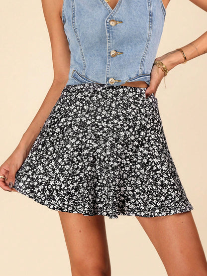VCAY Women's Vacation Leisure Ditsy Floral Skirt