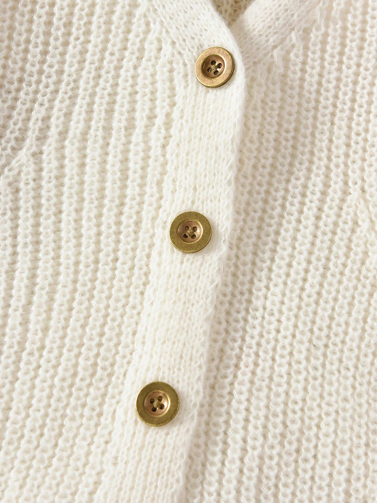 Vintaside Kids Toddler Girls Cardigans,V-Neck Lantern Sleeve Knit Sweater Jacket,Back-To-School 80s Style,White,Winter,School,Textured Comfortable Cute Lightweight