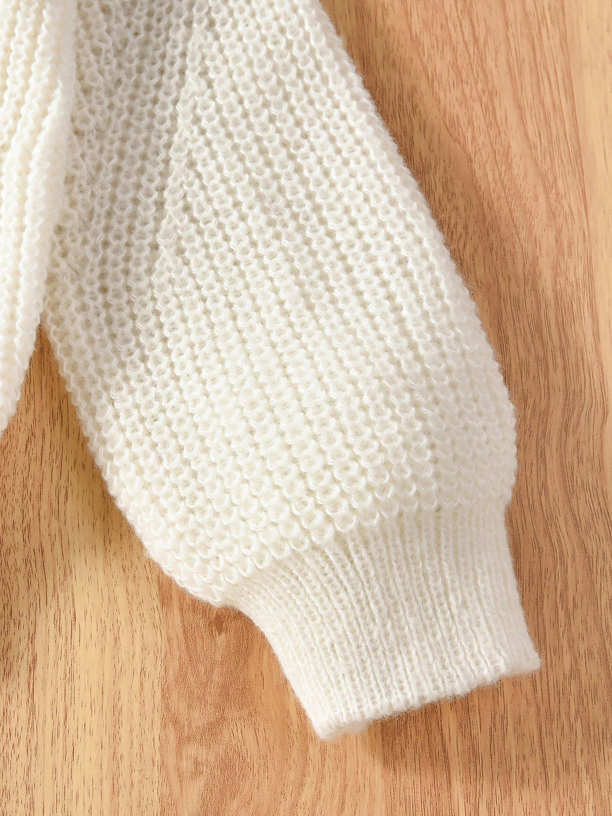 Vintaside Kids Toddler Girls Cardigans,V-Neck Lantern Sleeve Knit Sweater Jacket,Back-To-School 80s Style,White,Winter,School,Textured Comfortable Cute Lightweight
