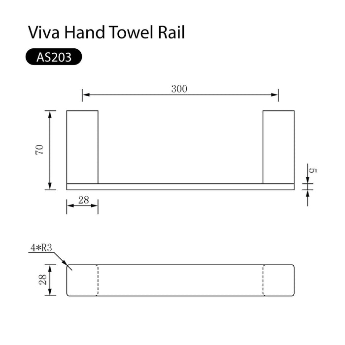 Viva Hand Towel Rail Bar Brushed Gold Accessories Arova