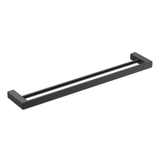Viva Double Towel Rail 800mm Matt Black Accessories Arova