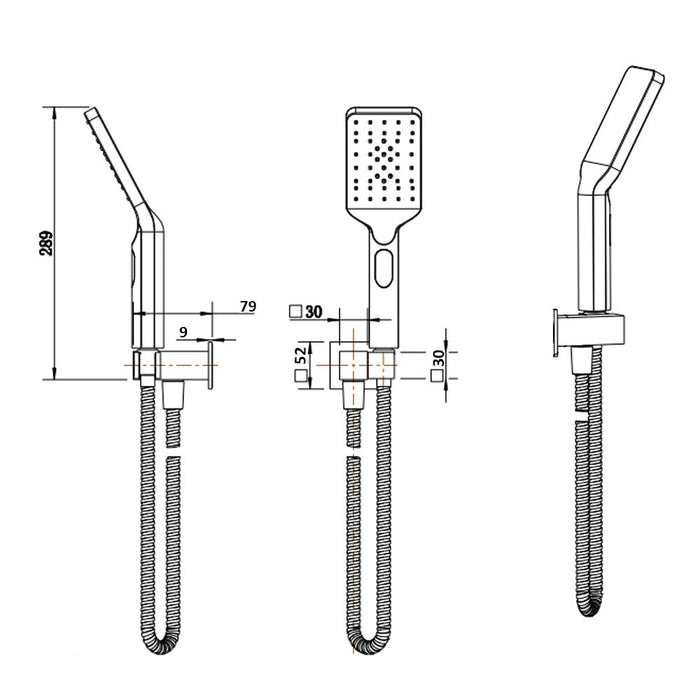 Viva Hand Shower Square Chrome Showers Arova