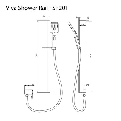 Viva Shower Rail Matte Black Showers Arova