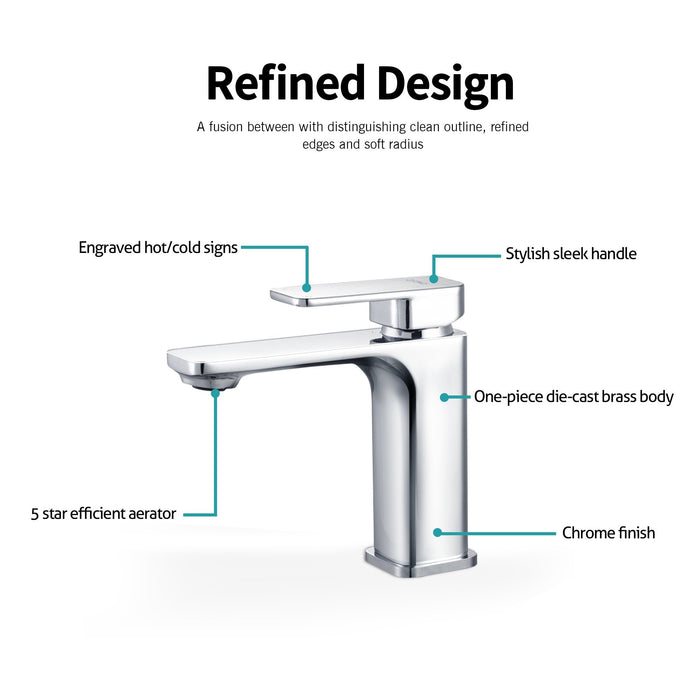 VIVA Square Basin Mixer Chrome - BT-201C Tapware Arova