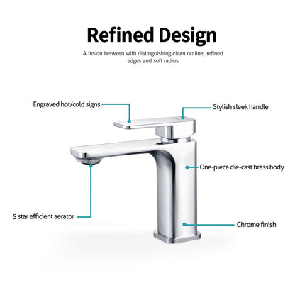 VIVA Square Basin Mixer Chrome - BT-201C Tapware Arova