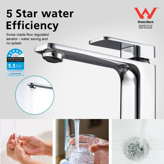 VIVA Tall Basin Mixer Chrome 6 Star - BT-202C Tapware Arova