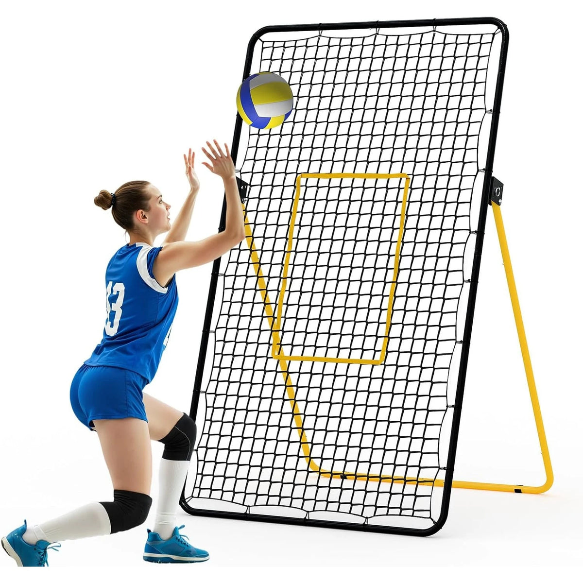Volleyball Rebounder Net 7x4 Ft,Adjustable Bounce Back Net With Stakes,Bounce Back Training Equipment For Practicing Volleying, Bumping, Spiking, Easy Set Up