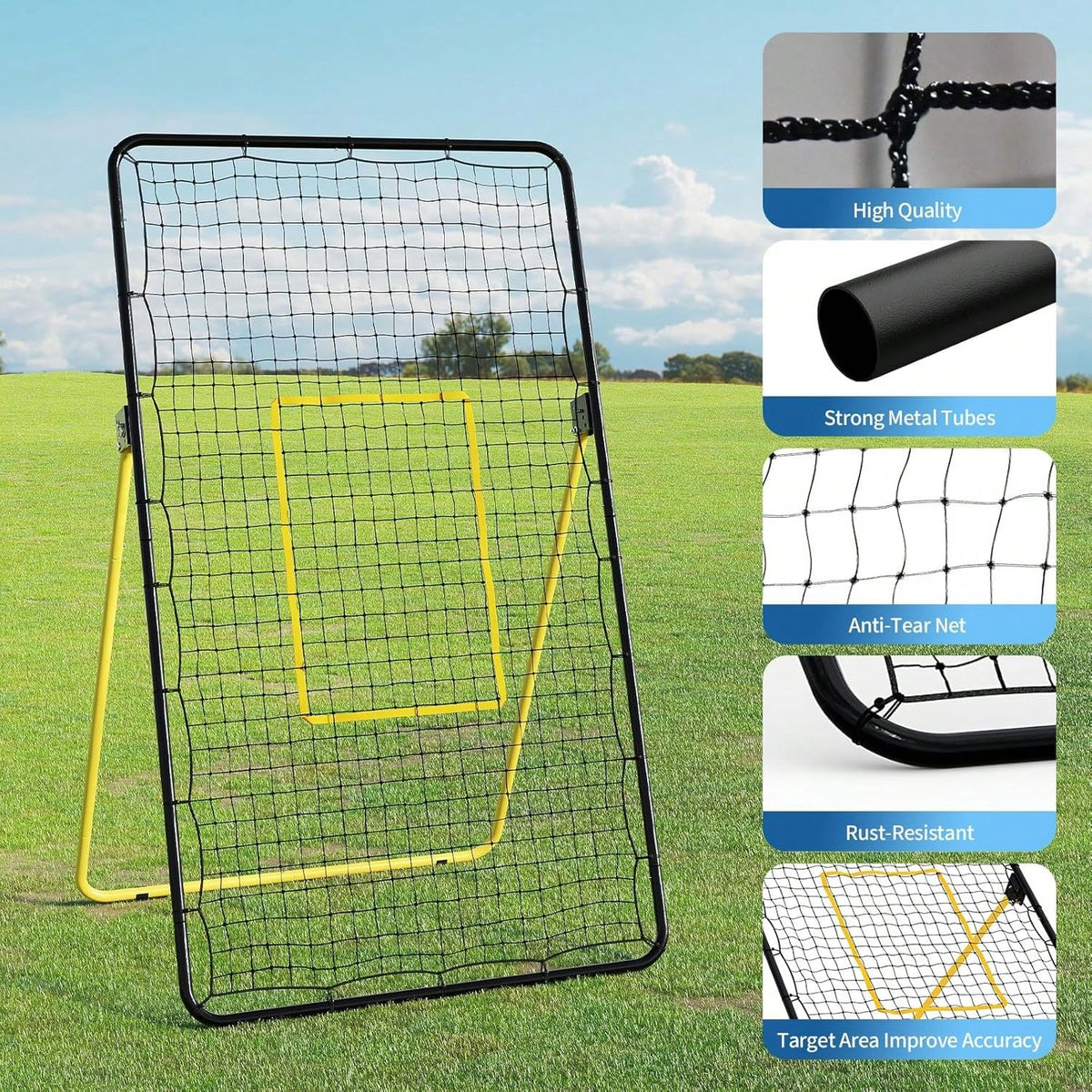 Volleyball Rebounder Net 7x4 Ft,Adjustable Bounce Back Net With Stakes,Bounce Back Training Equipment For Practicing Volleying, Bumping, Spiking, Easy Set Up
