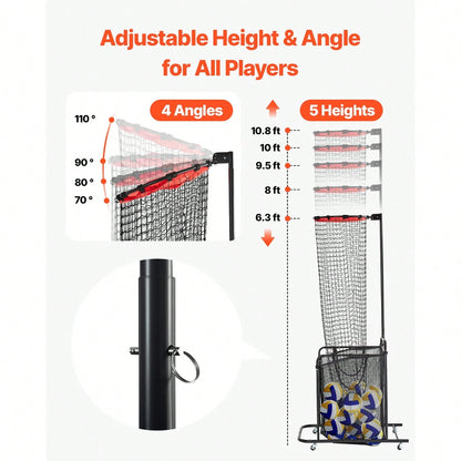 Volleyball Setter Training Equipment, Angle And Height Adjustable Volleyball Trainer, Portable Practice Net With Cart, Wheels, Carrying Bag, Indoor Outdoor Target Net For Serving Spiking Setting