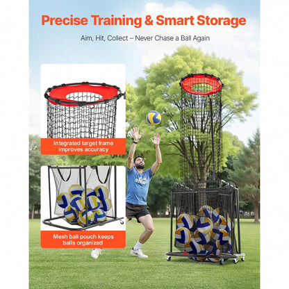 Volleyball Setter Training Equipment, Angle And Height Adjustable Volleyball Trainer, Portable Practice Net With Cart, Wheels, Carrying Bag, Indoor Outdoor Target Net For Serving Spiking Setting