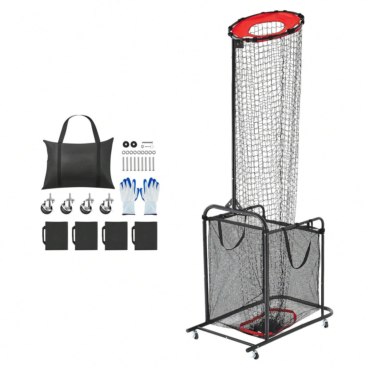 Volleyball Setter Training Equipment, Angle And Height Adjustable Volleyball Trainer, Portable Practice Net With Cart, Wheels, Carrying Bag, Indoor Outdoor Target Net For Serving Spiking Setting