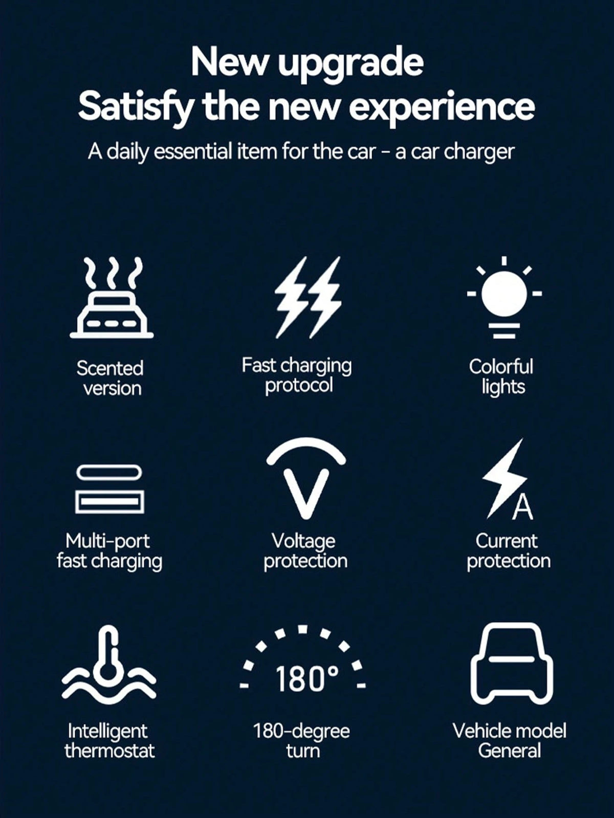 W&O Fast Charging Car Charger With Scent Diffuser, 2 Retractable Charging Cables, USB & Type-C Ports 4-In-1 Multi Functional Car Charger With RGB Music Light, Compatible With IPhone 17/16/15/14/13, An