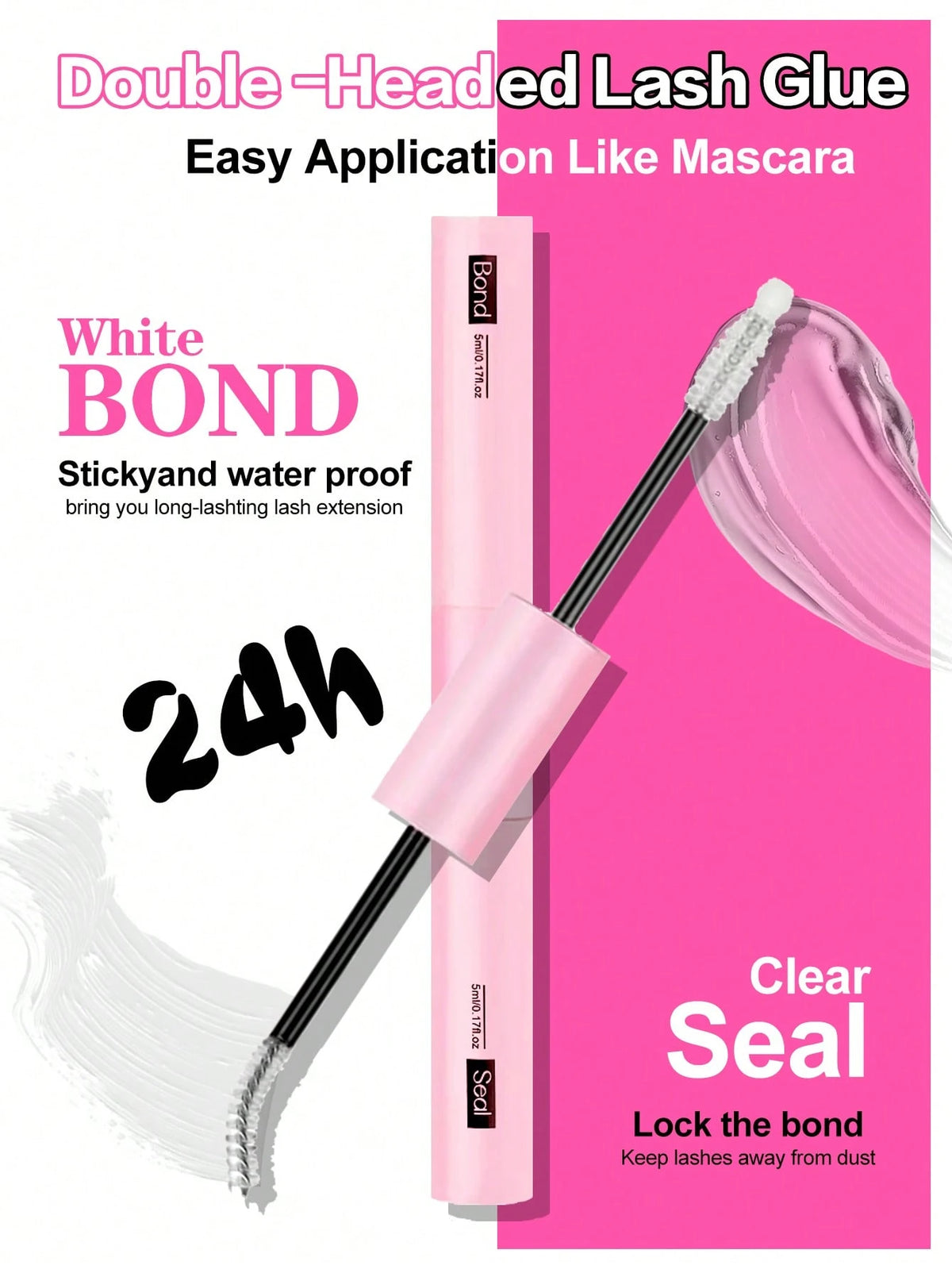 Waloshow Bond And Seal, Remover, 10ml Individual Lashes Glue And Seal, Eyelashes Applicator, 2 In1 Cluster Bond And Seal,Eyelashes Brush, Glue For Cluster Lashes, Tweezers, Bond For Clusters, Lashes B