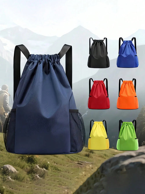 Waterproof Drawstring Backpack With Wet Dry Separation Large Travel Backpack With Mesh Side Pockets Large Gym Bag Adjustable Shoulder Straps For Men Women Perfect For Outdoor Sports Fitness Training A