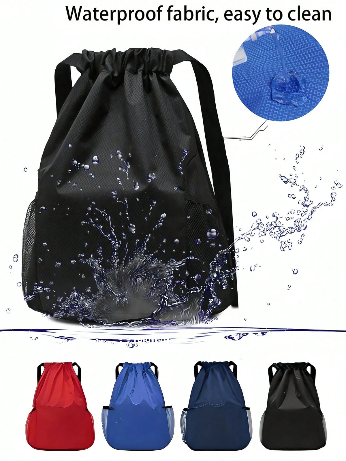 Waterproof Drawstring Backpack With Wet Dry Separation Large Travel Backpack With Mesh Side Pockets Large Gym Bag Adjustable Shoulder Straps For Men Women Perfect For Outdoor Sports Fitness Training A