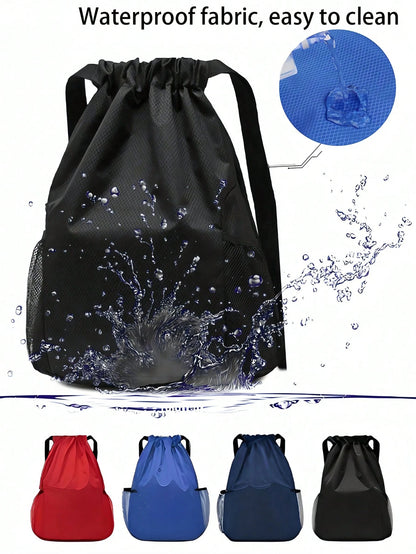 Waterproof Drawstring Backpack With Wet Dry Separation Large Travel Backpack With Mesh Side Pockets Large Gym Bag Adjustable Shoulder Straps For Men Women Perfect For Outdoor Sports Fitness Training A