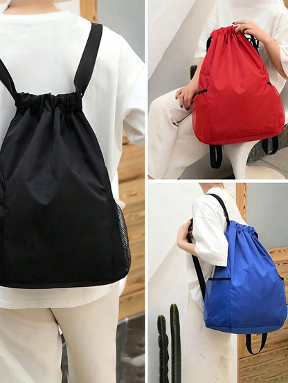 Waterproof Drawstring Backpack With Wet Dry Separation Large Travel Backpack With Mesh Side Pockets Large Gym Bag Adjustable Shoulder Straps For Men Women Perfect For Outdoor Sports Fitness Training A