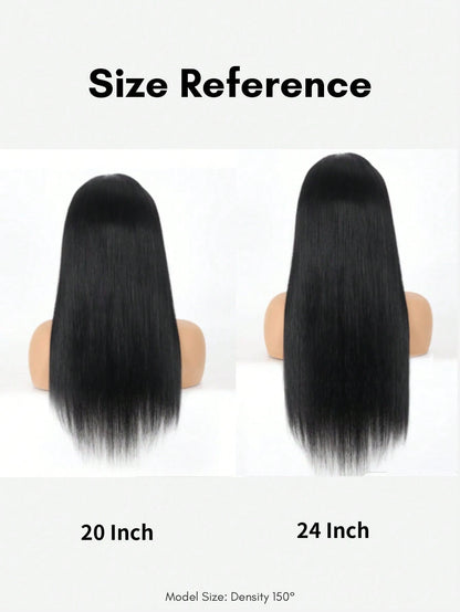 Wear&Go 5X5 Straight Human Hair Glueless Wig Transparent Lace Pre Cut Pre Plucked Natural Hairline Ready To Wear Lace Closure Human Hair Wig Natural Black Color Human Hair Wig For Women Beginner Frien