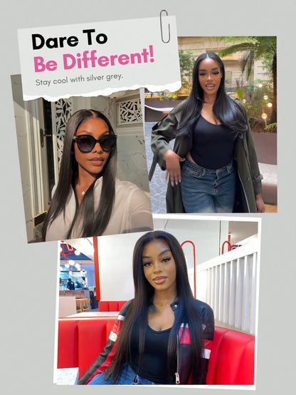 Wear&Go 5X5 Straight Human Hair Glueless Wig Transparent Lace Pre Cut Pre Plucked Natural Hairline Ready To Wear Lace Closure Human Hair Wig Natural Black Color Human Hair Wig For Women Beginner Frien