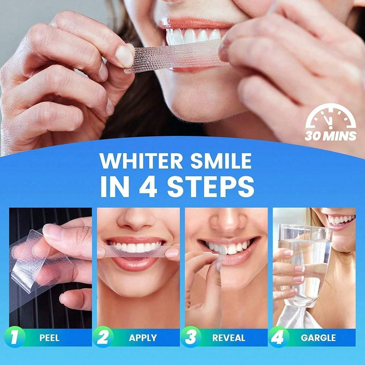 Whitening Teeth Strips, 7 Pieces For Sensitive Teeth, Effective And, Whitening Strips That Reduce Sensitivity, Help Remove Stains From Smoking/Coffee/Soda/Wine (14 Treatments)