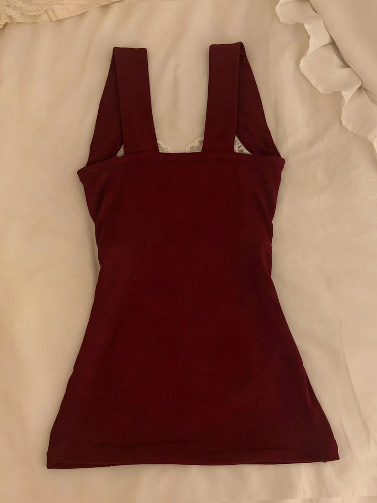 Wine Red Contrast Lace Bow Decor Camisole