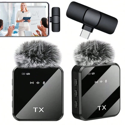 Wireless Lavalier Microphone Plug And Play One-Key Noise Reduction Plug And Play With Volume Control Portable Mini Microphone For Podcasting Video Recording Conference Vlog Interview Teaching Battery