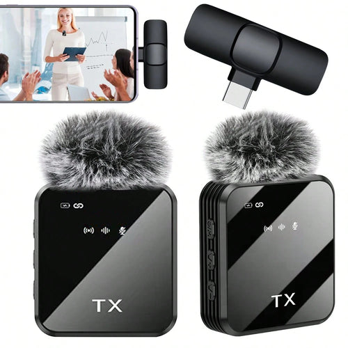 Wireless Lavalier Microphone Plug And Play One-Key Noise Reduction Plug And Play With Volume Control Portable Mini Microphone For Podcasting Video Recording Conference Vlog Interview Teaching Battery