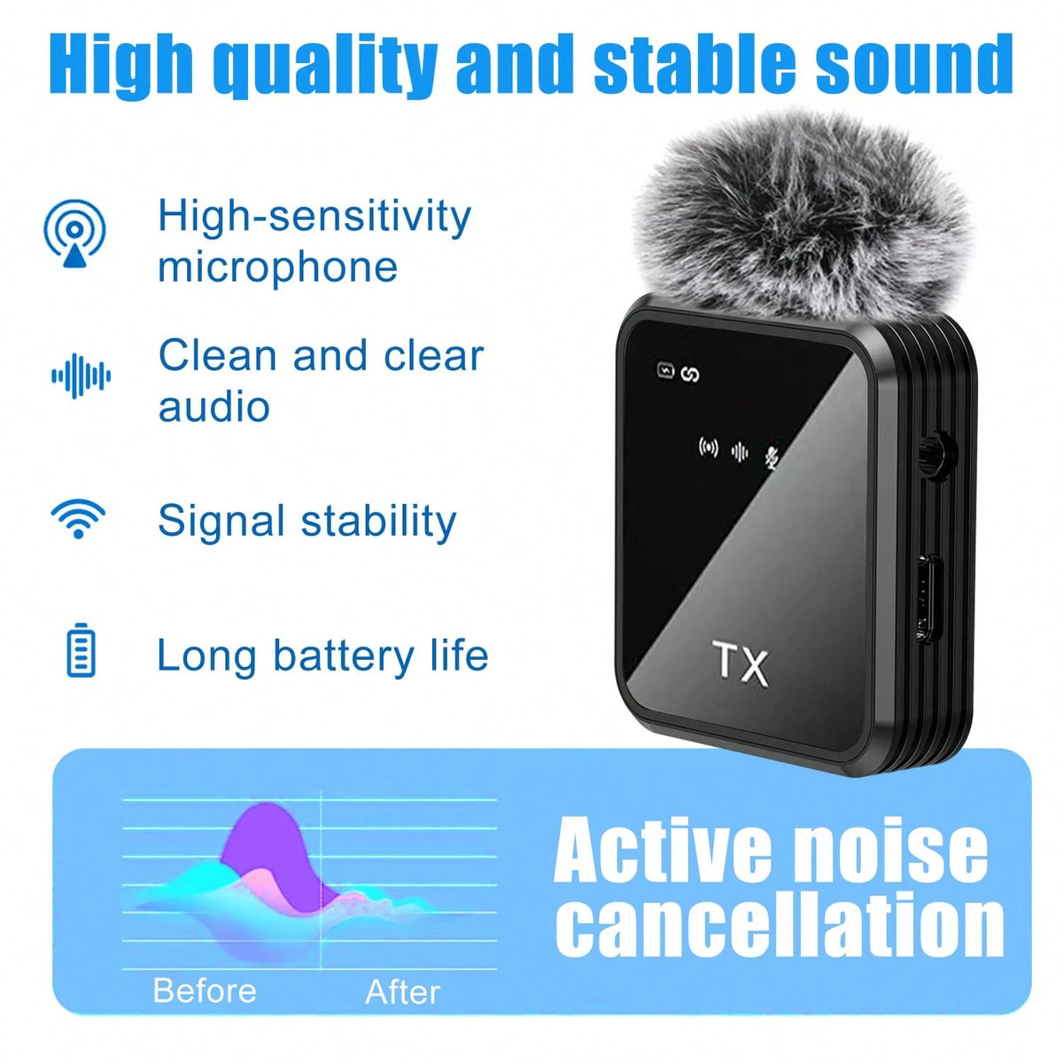 Wireless Lavalier Microphone Plug And Play One-Key Noise Reduction Plug And Play With Volume Control Portable Mini Microphone For Podcasting Video Recording Conference Vlog Interview Teaching Battery