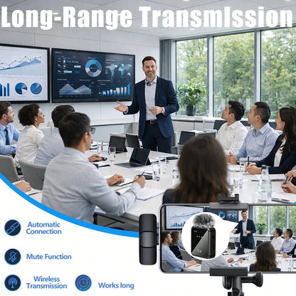 Wireless Lavalier Microphone Plug And Play One-Key Noise Reduction Plug And Play With Volume Control Portable Mini Microphone For Podcasting Video Recording Conference Vlog Interview Teaching Battery