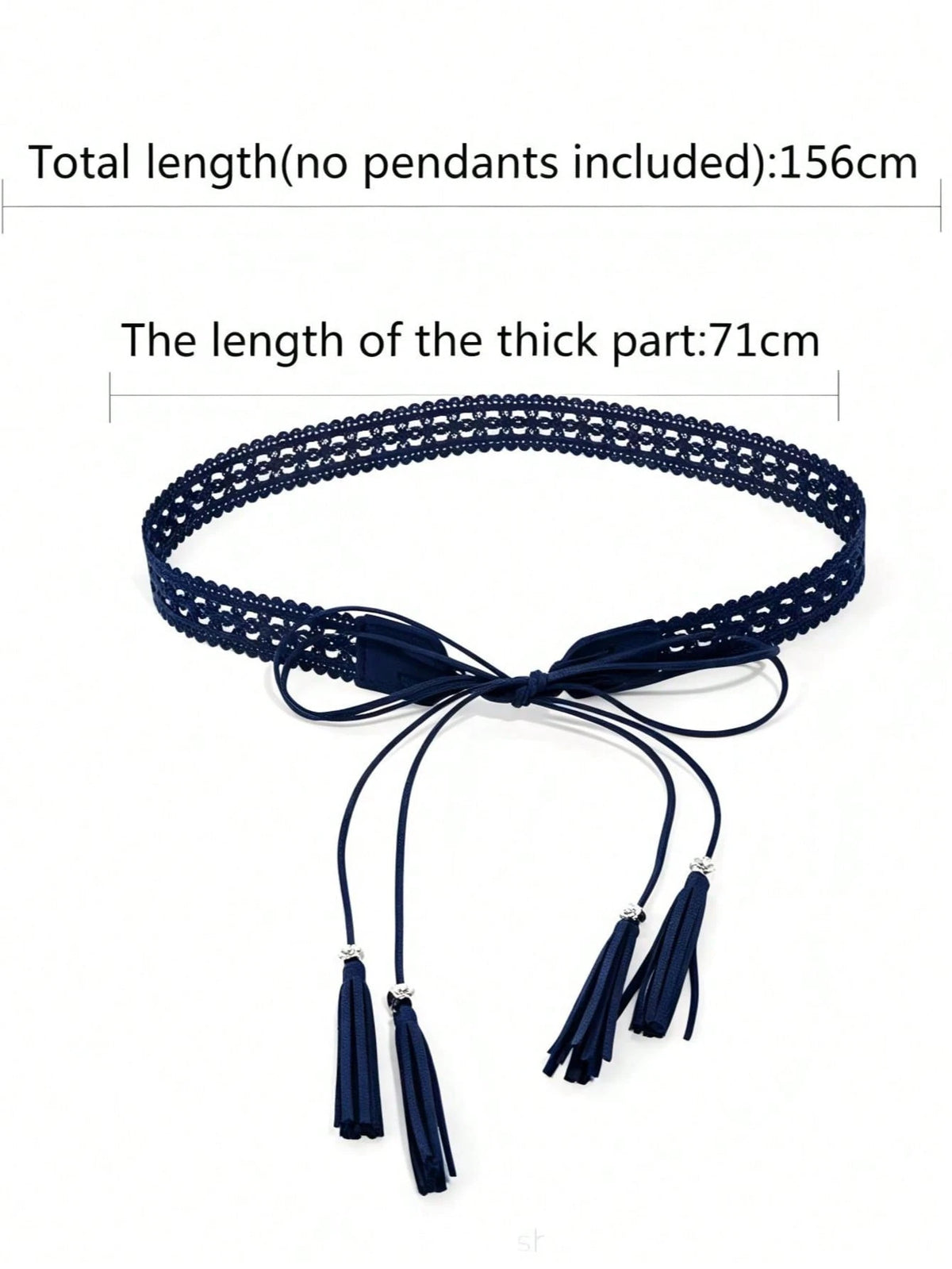 Women Hollow Lace Tassel Self Tie Waist Belt, Faux Leather Floral Metal Bead Decor Waist Cincher, Versatile Sash For Summer Dresses Shirts