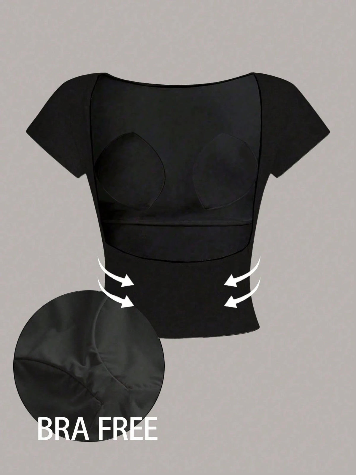 Women's Backless Padded Sexy Crop Top Slim Fit T-Shirt, Suitable For Summer, Built-In Bra