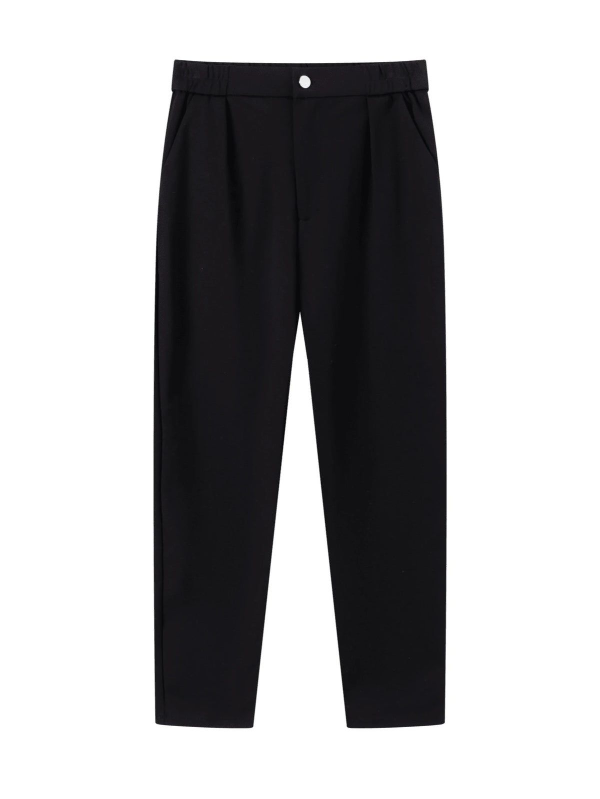 Women's Blue Stretch 9-Inch Pants, With Pockets, Zipper & Button, Casual Business Style Long Pants, Suitable For Women Under 168cm/66 Inches, Autumn/Winter