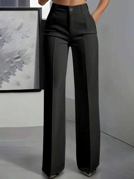 Women's Casual Commuter Straight Leg Pants With Slant Pockets