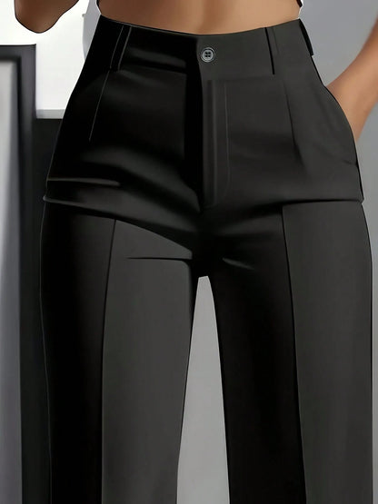 Women's Casual Commuter Straight Leg Pants With Slant Pockets