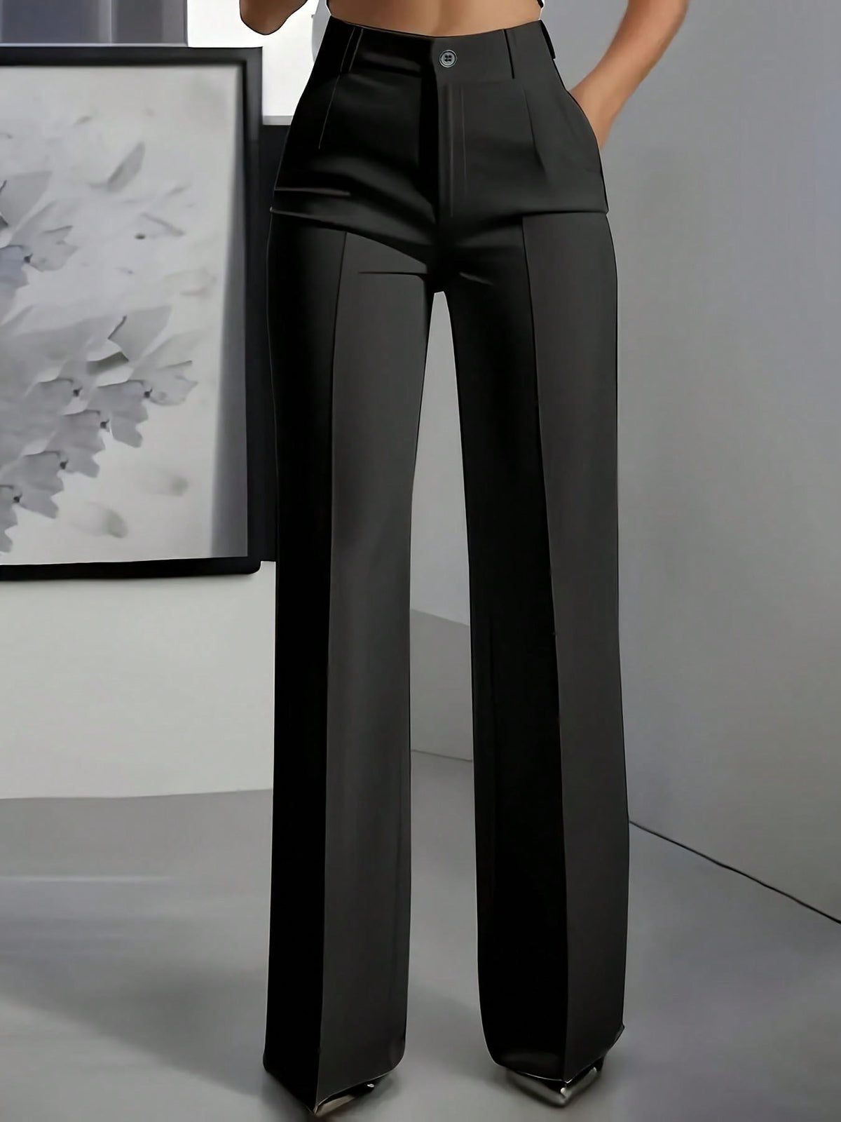 Women's Casual Commuter Straight Leg Pants With Slant Pockets