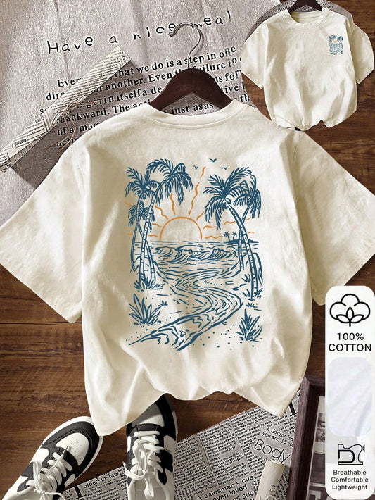 Women's Casual Graphic Print Round Neck Short Sleeve T-Shirt
