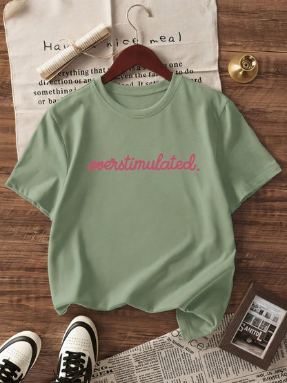 Women's Casual Short Sleeve Round Neck T-Shirt- Printed Pattern, Soft & Comfortable Fabric, Machine Washable, Summer Top