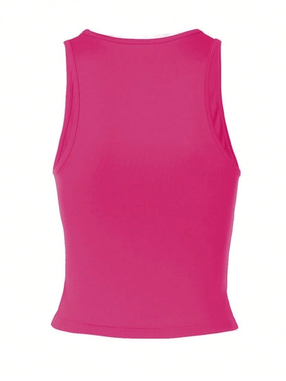 Women's Casual Solid Color Fitted Crop Top, Sexy Camisole For Street, Daily Wear, Vacation, Spring/Summer