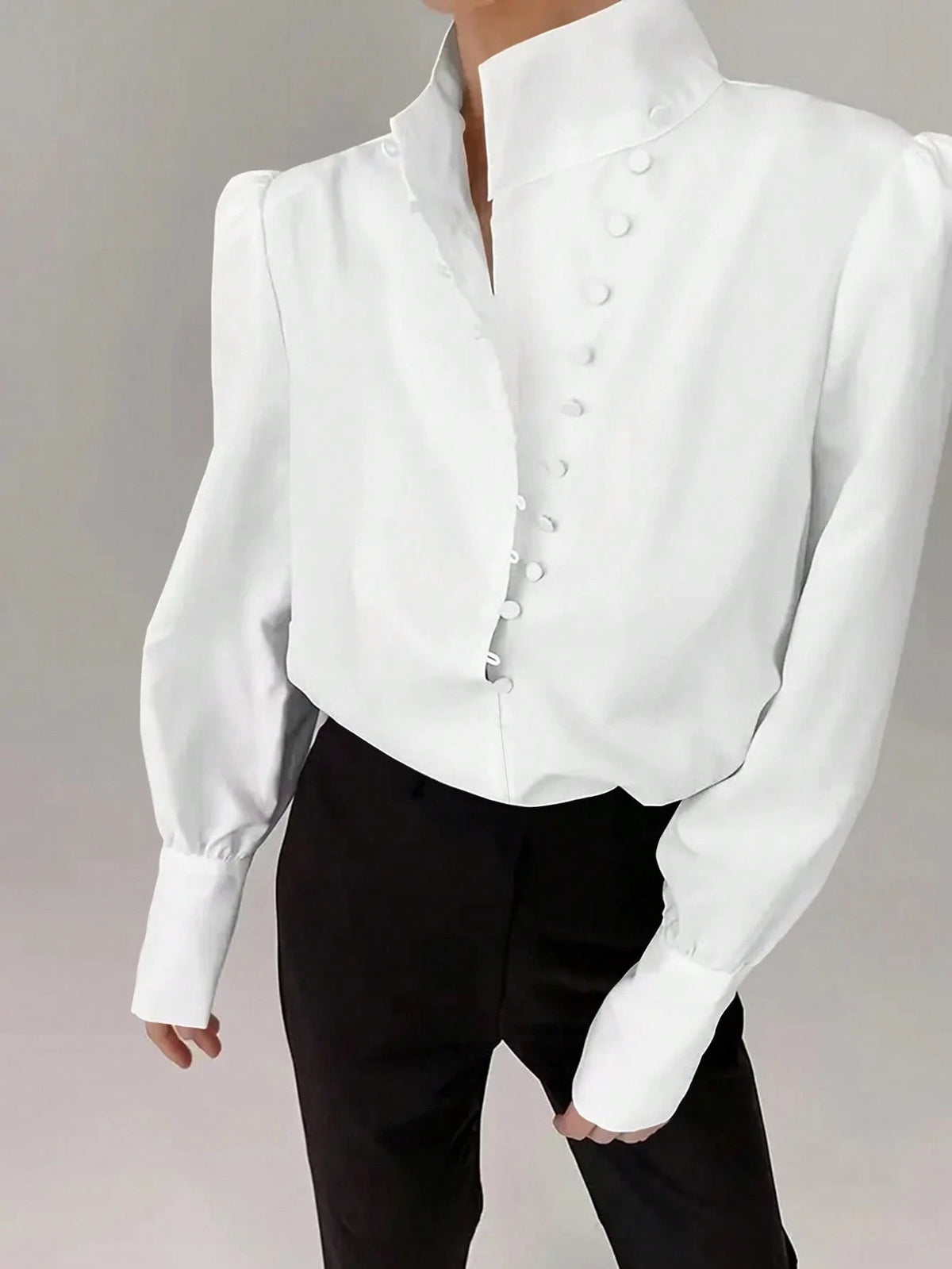 Women's Elegant Lightweight Asymmetric Open Top, Casual Long Sleeve Top, Single-Breasted Front, Asymmetric Hem, Spring/Summer White