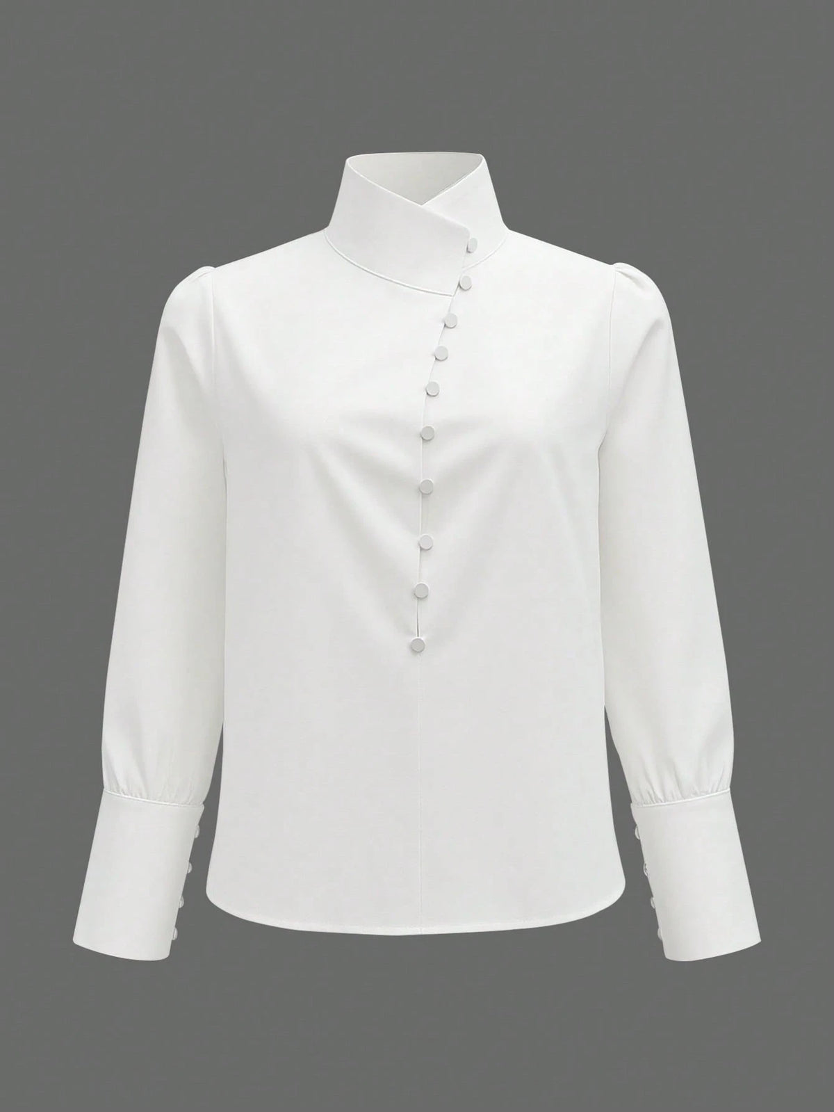 Women's Elegant Lightweight Asymmetric Open Top, Casual Long Sleeve Top, Single-Breasted Front, Asymmetric Hem, Spring/Summer White