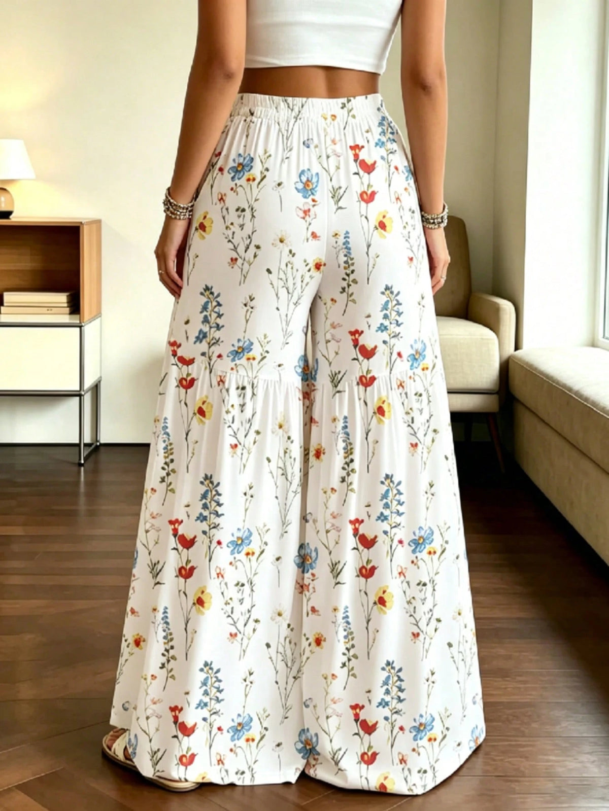 Women's Elegant Polka Dot Print Wide Leg Pants, Comfortable Loose Fit, Suitable For All Seasons Vacation, Resort Wear