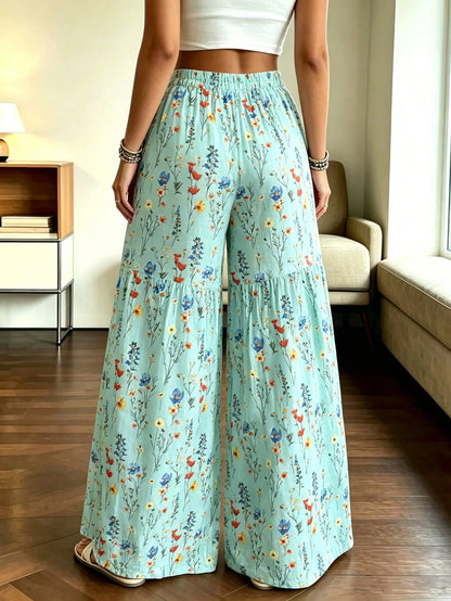 Women's Elegant Polka Dot Print Wide Leg Pants, Comfortable Loose Fit, Suitable For All Seasons Vacation, Resort Wear