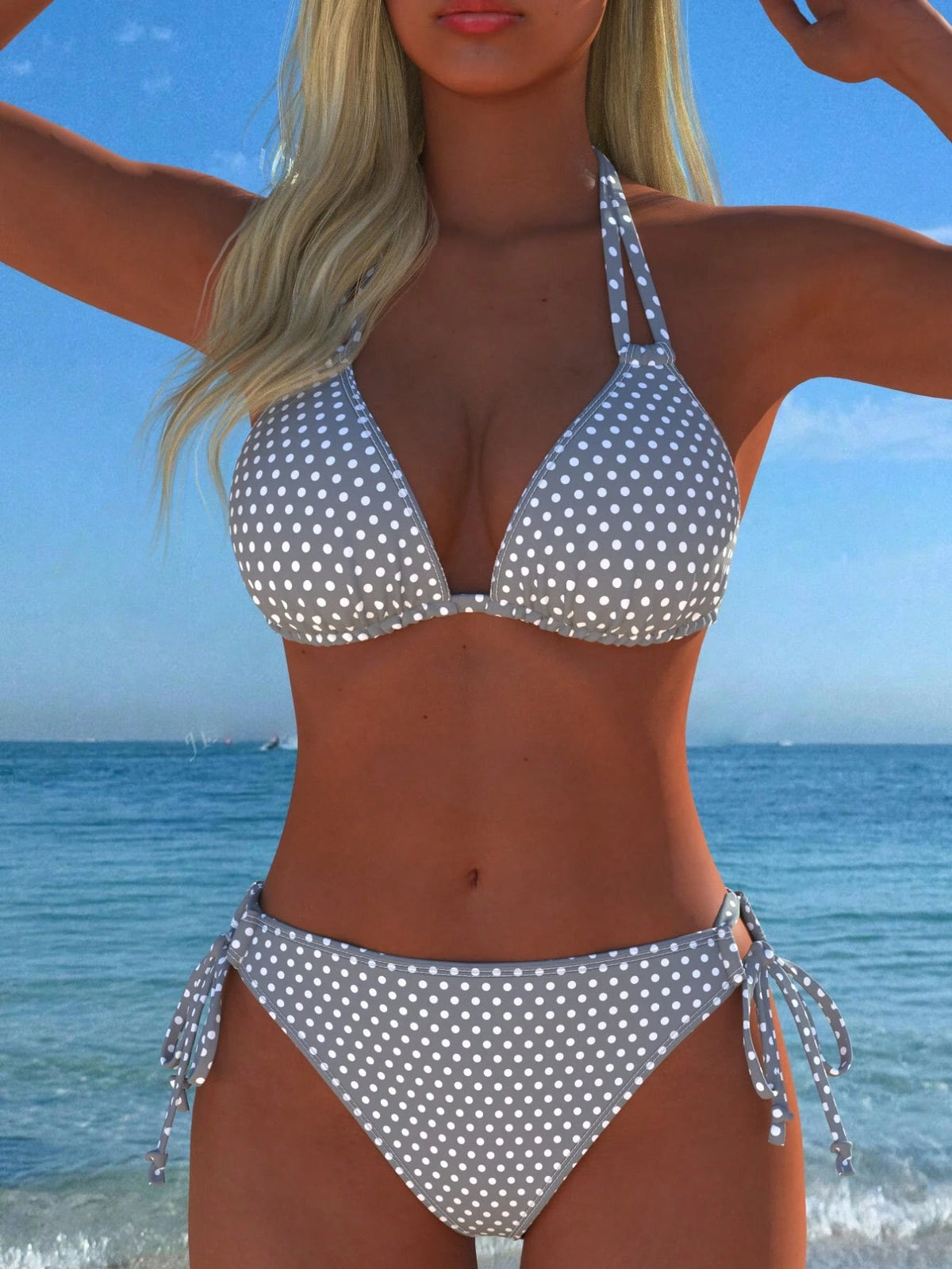 Women's Halter Neck Polka Dot Bikini Set, Sexy Casual Beachwear, Bathing Suit, New Style, Holiday Summer Vacation Travel Outfit