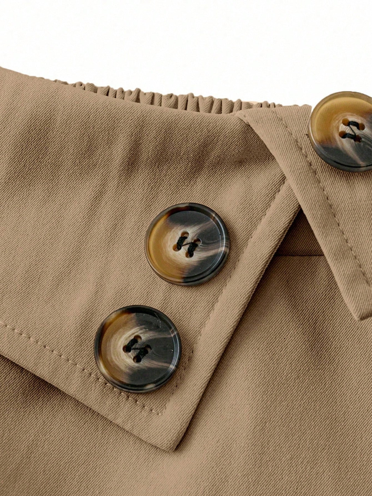 Women's High Waist A-Line Skirt,Khaki,Summer,Casual,Office Versatile Elastic Waist Flared Swing Skirts With Button Decor,Woven Twill Fabric,Apricot