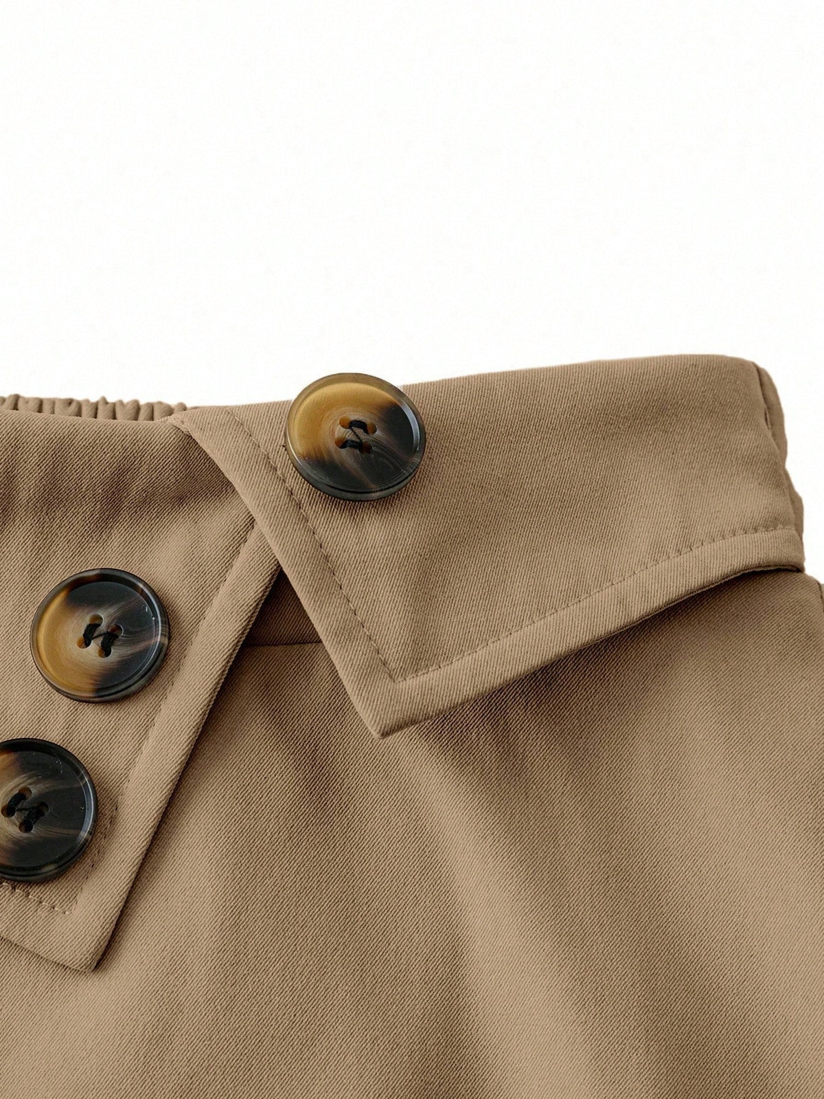 Women's High Waist A-Line Skirt,Khaki,Summer,Casual,Office Versatile Elastic Waist Flared Swing Skirts With Button Decor,Woven Twill Fabric,Apricot