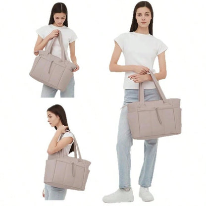 Women's Multi-Functional Laptop Bag With A Cup And Laptop Compartment, Suitable For 13-15 Inch Laptop And Pad, Women's Travel Tote Bag, Trolley Sleeve For Travel, Work, Nurse, Women, Christmas Gift
