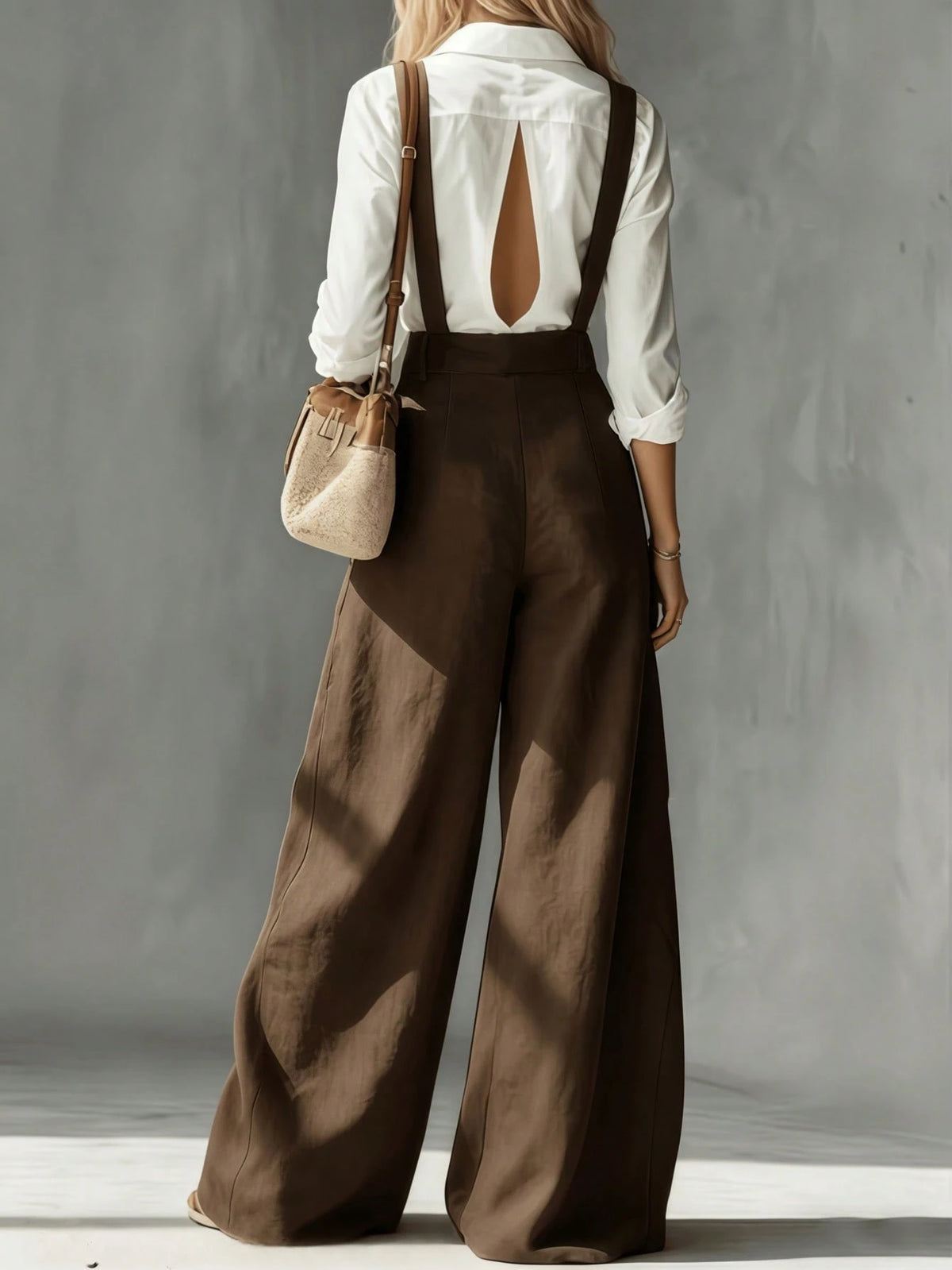 Women's Pink Loose French Casual Long Pants, Wide Leg High Waist Loose Fit, Solid Color High Waist Wide Leg Cargo Pants, Suitable For Office Wear, Soft And Breathable Pants, Suitable For Work And Busi