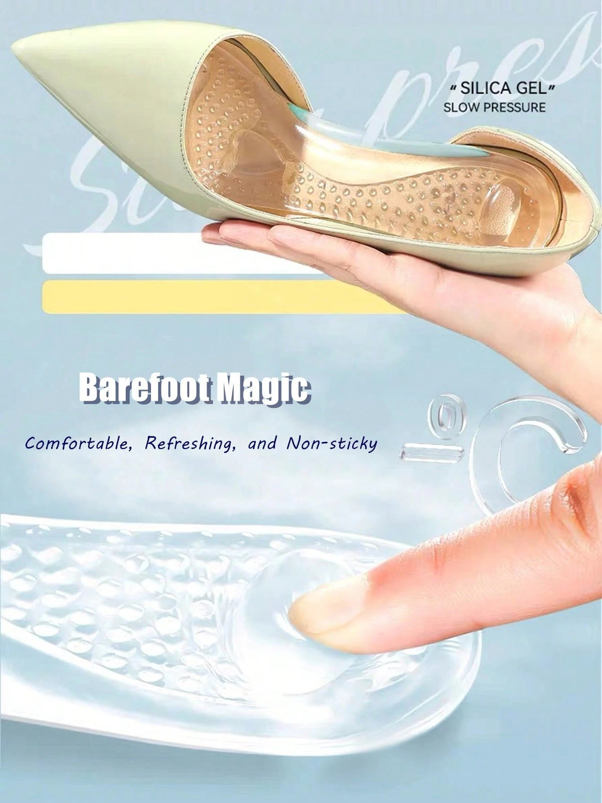 Women's Silicone High Heel Shoe Insoles, Non-Slip Self-Adhesive, Soft Granular Anti-Friction Forefoot Pads, Washable, Suitable For High Heels, Sandals, Shoes, Sneakers