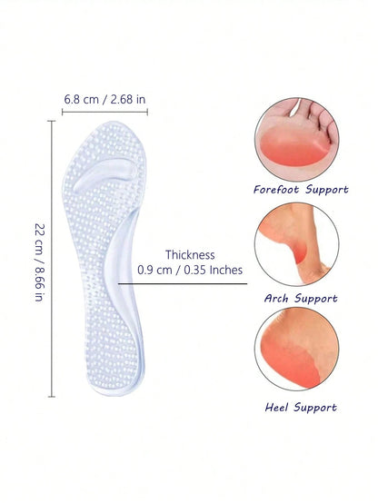 Women's Silicone High Heel Shoe Insoles, Non-Slip Self-Adhesive, Soft Granular Anti-Friction Forefoot Pads, Washable, Suitable For High Heels, Sandals, Shoes, Sneakers