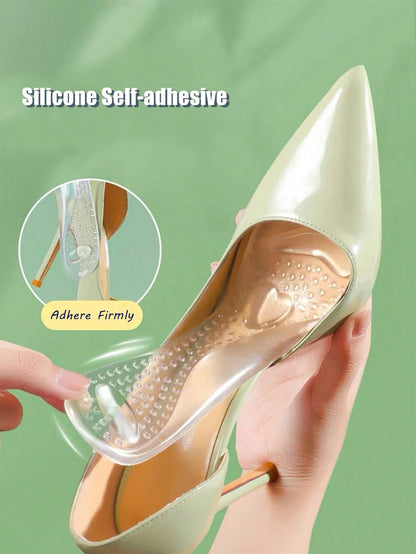 Women's Silicone High Heel Shoe Insoles, Non-Slip Self-Adhesive, Soft Granular Anti-Friction Forefoot Pads, Washable, Suitable For High Heels, Sandals, Shoes, Sneakers
